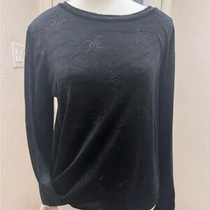 Juicy Couture Black Embossed Logo Sleep Top Y2K Lounge Long Sleeve